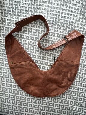 Sash Bag Leather Crossbody Purse. Cognac Brown.